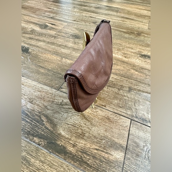 Vintage Lucky Brand Brown Leather Clutch Bag, Y2K Clutch - Picture 5 of 12